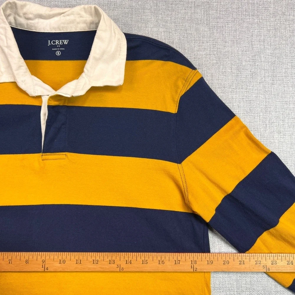 J.Crew Rugby‎ Shirt Striped Long Sleeve Men Small Navy Yellow Preppy College